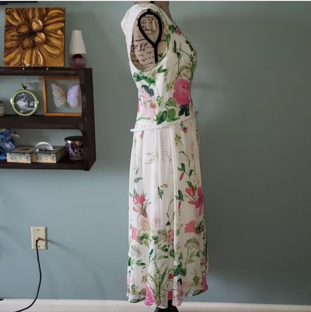 Danny & Nicole Sheer Chiffon Flora Botanical Overlay Plus Size Dress Size 18 - Picture 4 of 11